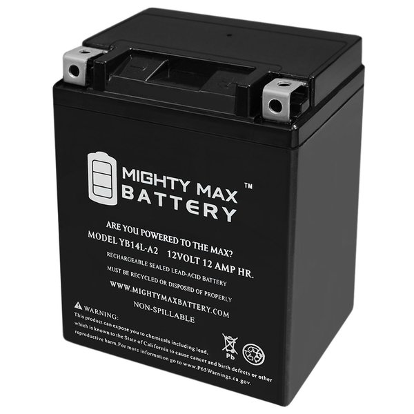 Mighty Max Battery YB14L-A2 12V 12Ah Battery Replacement for ArcticCat 300 4x4 ATV 98-05 MAX3941834